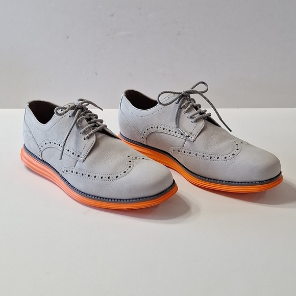 Cole Haan NEW Men\'s Gray/Orange Original Grand Lightweight Wingtip Shoes Size 8W